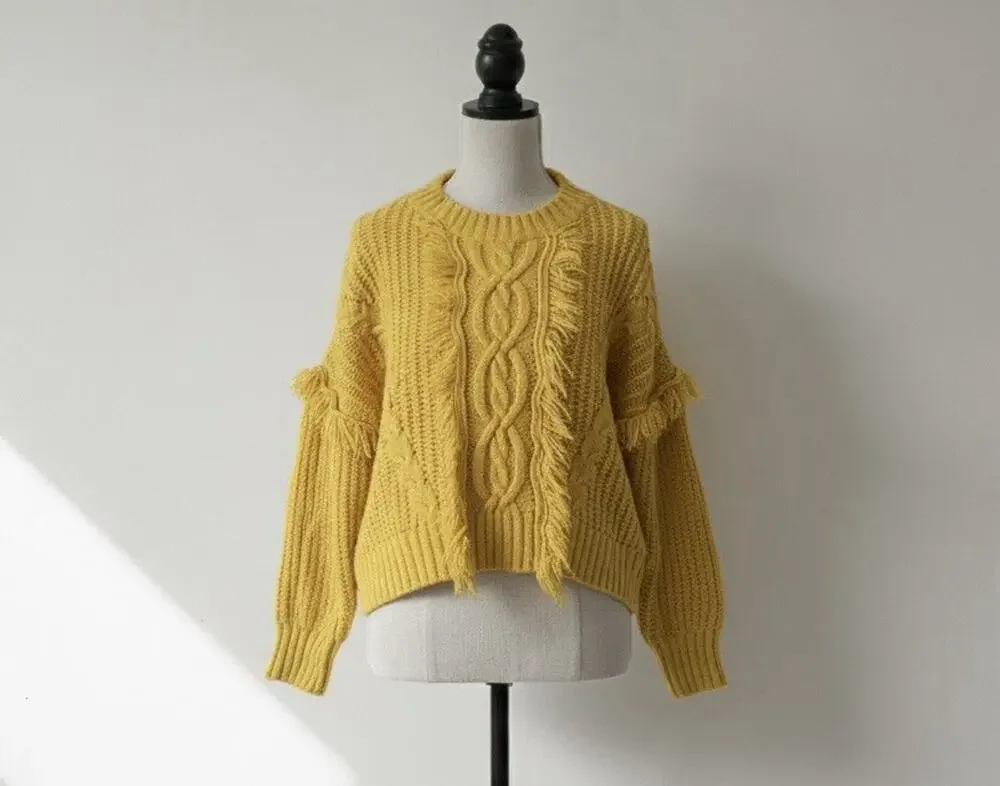 Anthropologie Fate Sweater Women’s Gold Fringe Trim Sweatshirt Boho Medium
